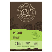 Chocolat noir  " Pérou   78 %  de caco " -  Cédric De Taeye